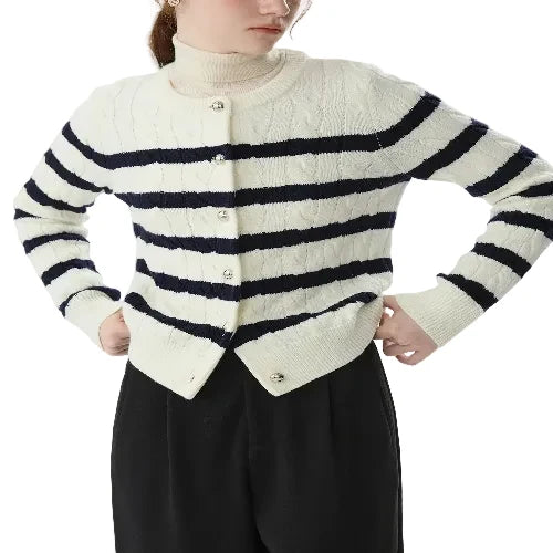 Chic striped knit cardigan for women