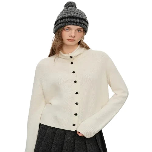 Convertible wool blend cardigan for women