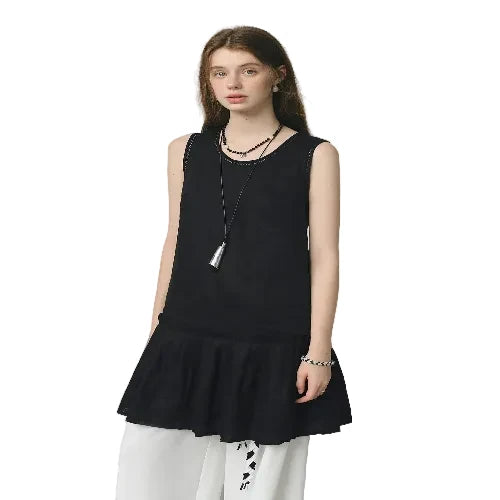 Elegant linen sleeveless dress for women