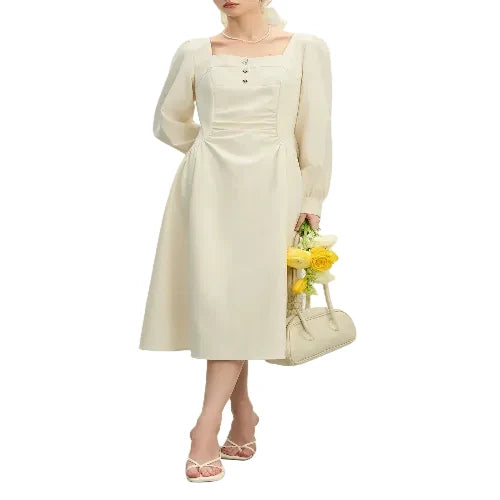 Elegant square neck midi dress for women