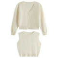 Long sleeve V neck cardigan sweater set