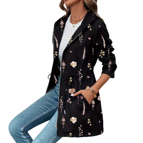 Long sleeve women's floral zip-up jacket