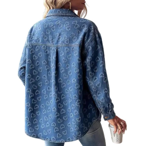 Long sleeve women's heart jacquard jacket