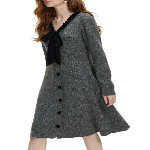 Long sleeve women's knit sweater dress
