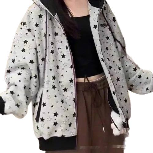 Long sleeve women's star print outerwear