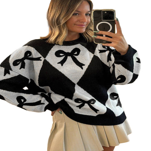 Loose fit long sleeve women's knit top
