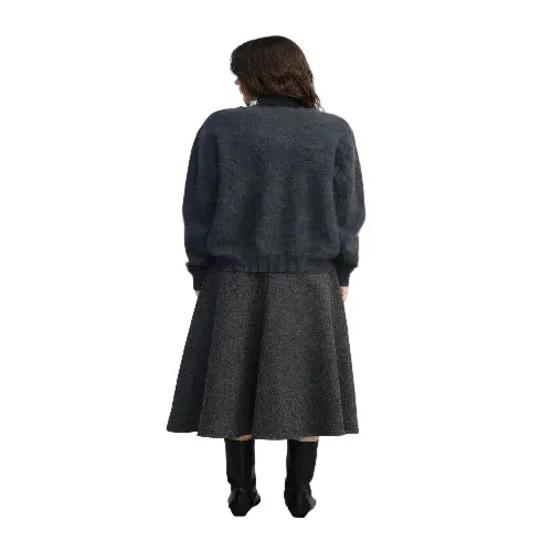Loose fit women's knit wool cardigan