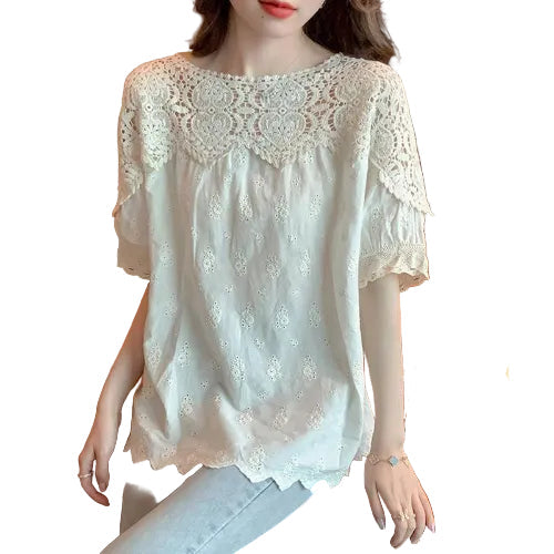 Loose fit women's short sleeve top