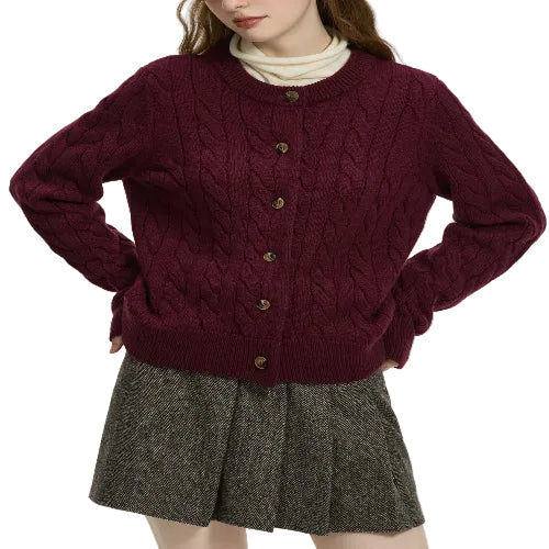 O-neck striped cardigan with long sleeves