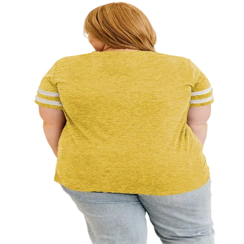 Person wearing a yellow striped shirt 