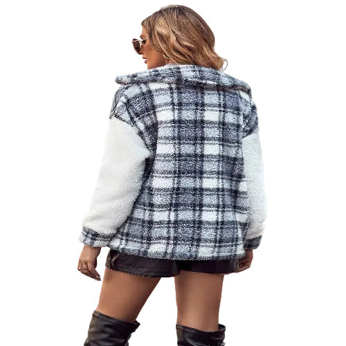Plaid casual outerwear jacket for women