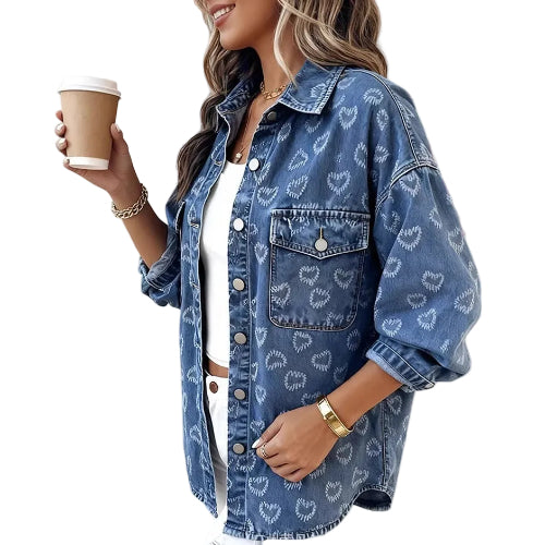 Regular fit blue denim jacket for women