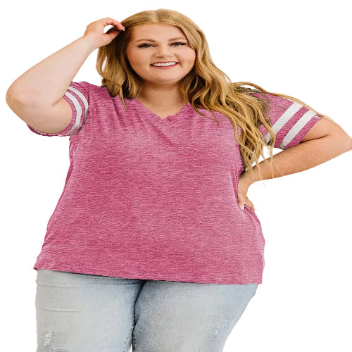 Short sleeve plus size V-neck T-shirt