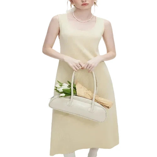 Sleeveless U-neck midi dress for women