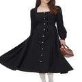 Slim fit A-line dress with square neckline