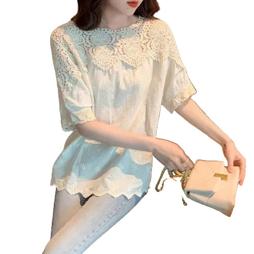 Solid color O-neck shirt for women