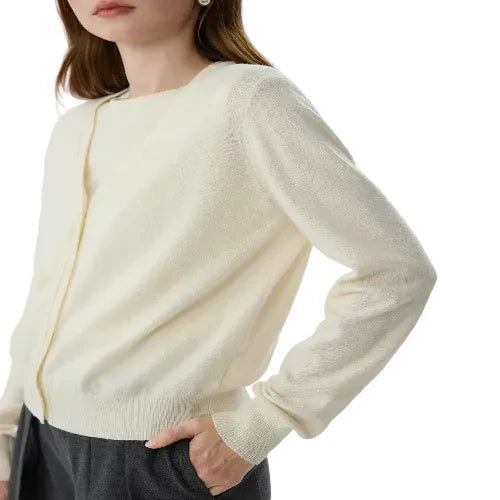 V neck women's knit cardigan set with long sleeves