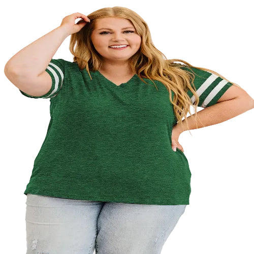 Woman wearing a green t-shirt