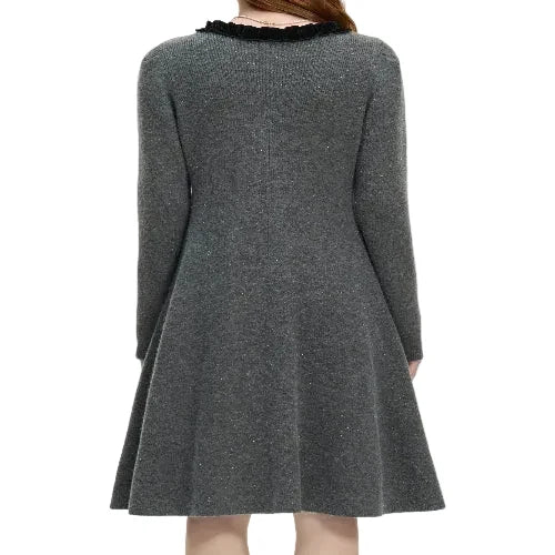 Women's A-line knit dress with bow neckline
