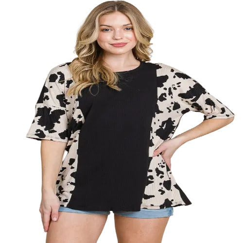 Women's Western-inspired cow print top