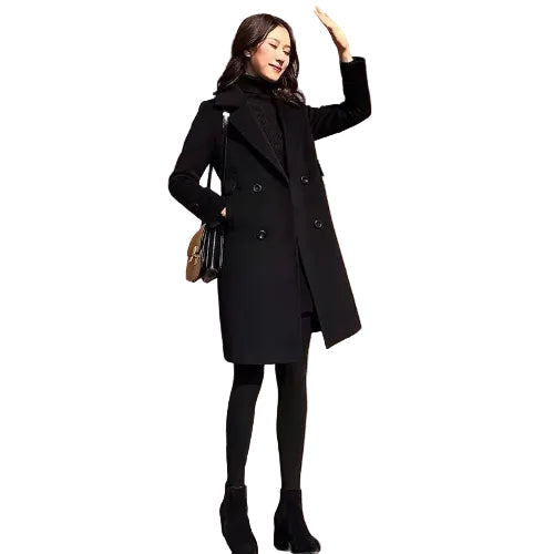 Women's bishop sleeve black coat