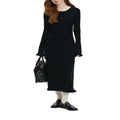 Women's black A-line midi knit dress