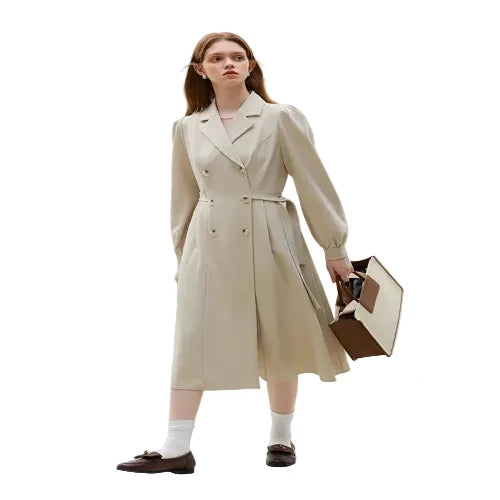 Women's khaki A-line midi dress