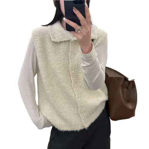 Women's knitted turtleneck sweater vest