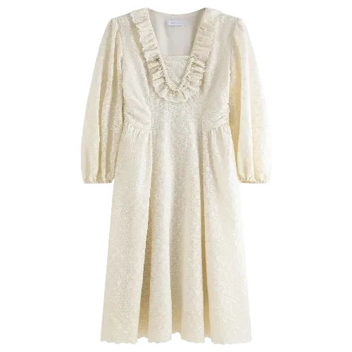 Women's lace dress with floral embroidery