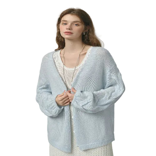 Women's long sleeve alpaca knit cardigan