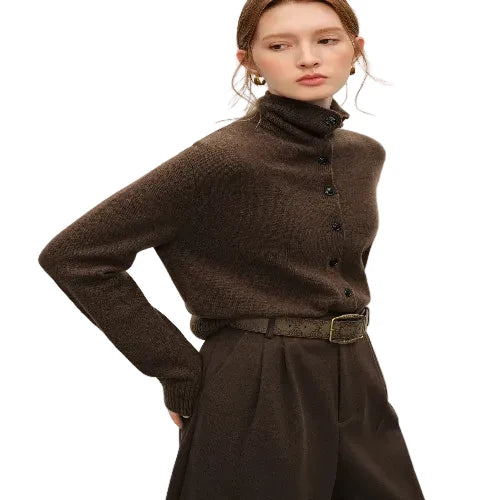 Women's long sleeve wool blend sweater cardigan
