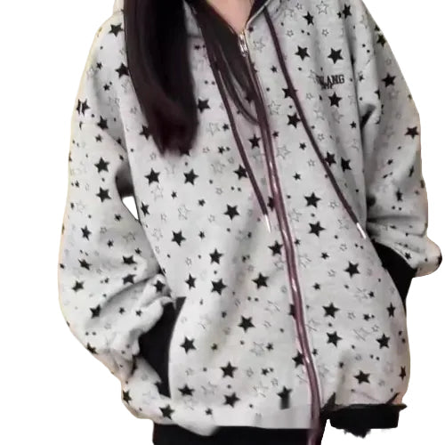 Women's loose fit star cardigan hoodie