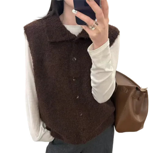 Women's loose fit sweater vest for layering