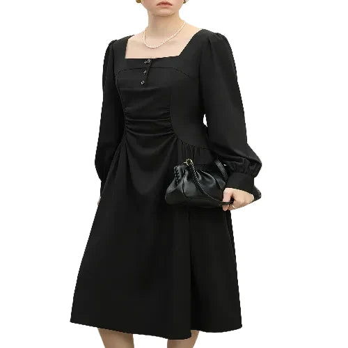 Women's mid-calf square neckline dress