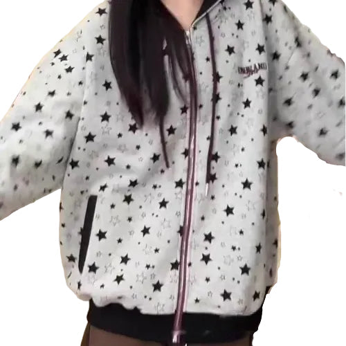 Women's polyester star print cardigan