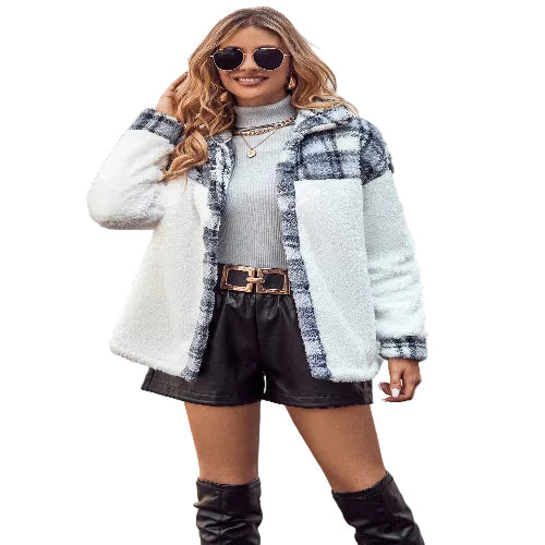 Women's polyester teddy jacket for layering