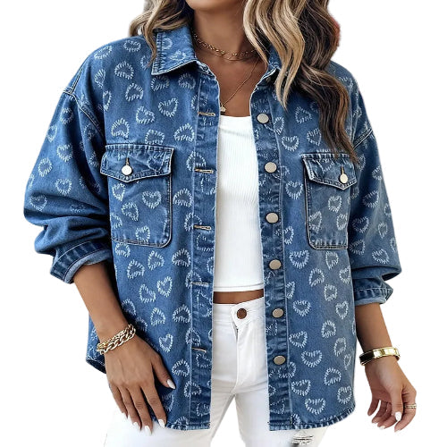 Women's retro-inspired heart print outerwear