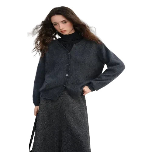Women's sheep wool cashmere blend cardigan