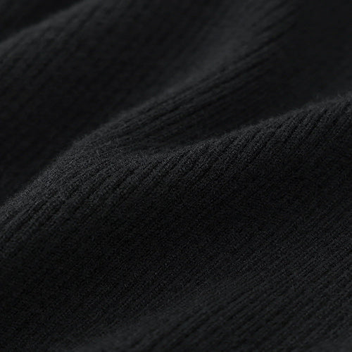 Women's solid black knit midi dress