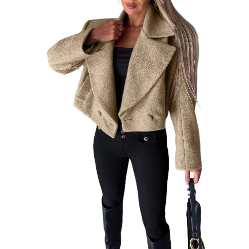 Women's solid color cropped winter coat