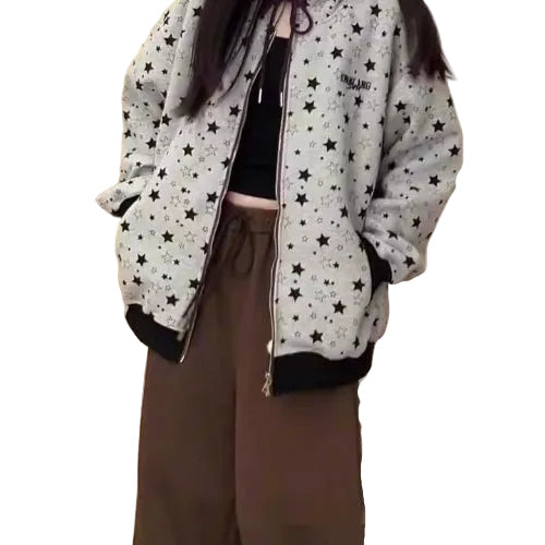 Women's star print cardigan hoodie