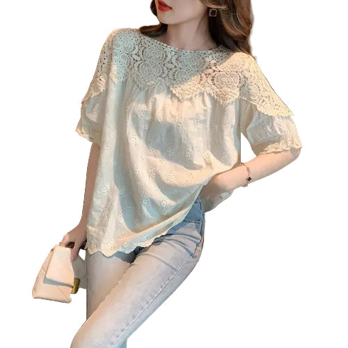 Women's summer shirt with hollow out detail